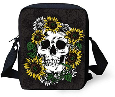Biyejit Kuriertasche, Umhängetasche, Umhängetasche, Handbgas Sling Sling Satchel mit verstellbaren Trägern, Sugar Skull, Einheitsgröße