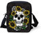 Biyejit Kuriertasche, Umhängetasche, Umhängetasche, Handbgas Sling Sling Satchel mit verstellbaren Trägern, Sugar Skull, Einheitsgröße