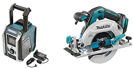 Makita DMR115 Akku-Baustellenradio (ohne Akku, ohne Ladegerät) & Akku-Handkreissäge (ohne Akku/Ladegerät, 680 W, 18 V) DHS680Z