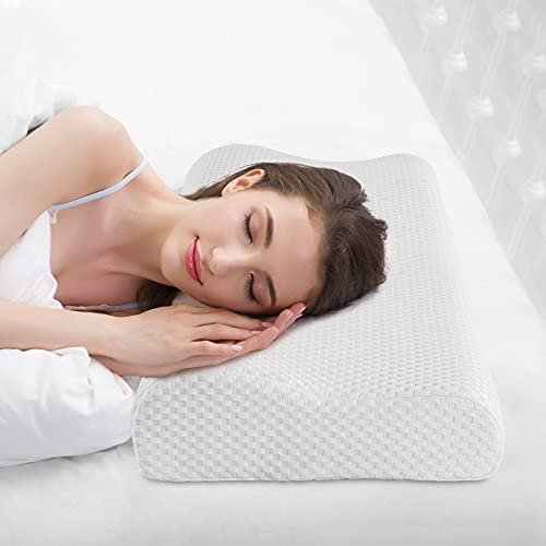Findigit Almohada Cervical, Almohada de Cuello Opcional de Altura, Almohada Viscoelastica, Forma Ergonómica Adecuada para Todos los Durmientes (70x40x11/9CM)