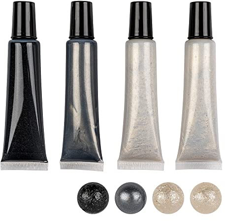 Ideen mit Herz Perlen-Pen Set metallic | 4 Pens à 25 ml | Perlen-Optik für Papier, Textilien, (schwarz, antik-silber, 2x weiß)