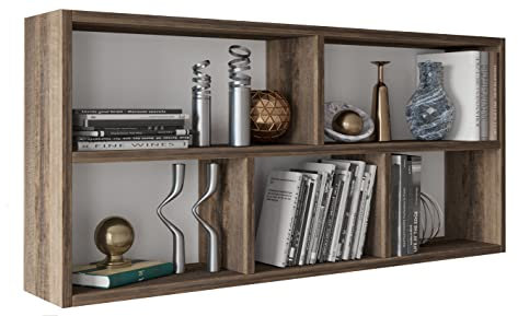 MATKAM TEO Hängeregal in moderner Optik, B113,6 x H50 x T25 cm, Wandregal in verschiedenen Ausführungen erhältlich, für Arbeits-, Wohn-, Schlaf- oder Jugendzimmer (Grange Eiche Retro Loft)