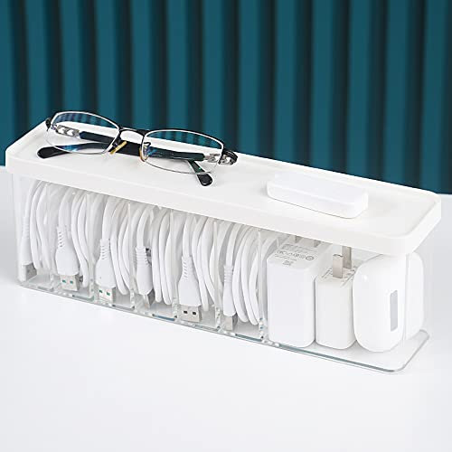 Nkocvew Charger Cable Cord Storage Organizer Box - 1 Pack with Lid - Easy Storage Without Cable Ties