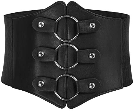 Elastischer Kostümgürtel Für Frauen O-Ring Front Gothic Punk Korsettgürtel Für Frauen Schwarz M