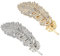 LEEQBCR 2pcs pince cheveux strass, vintage barrettes à cheveux en forme de plume en métal, épingles à cheveux feuille mariage, chic accessoires de cheveux pour femmes dames fille (doré, argenté)