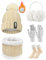 Yuson Girl Handschuhe Wintermütze Schal Set Damen 5 Stücke Winter Ski Outing Set Strickmütze Schal Touchscreen Handschuhe Ohrenschützer Strümpfe Warm MüTze Schal Set für Outdoor Sport(Beige)