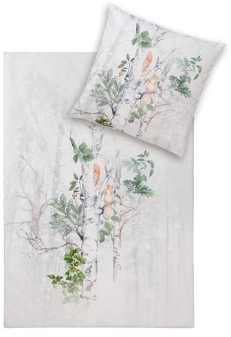 ESTELLA Kuschelflanell Bettwäsche Snow Schnee 1 Bettbezug 155 x 220 cm + 1 Kissenbezug 80 x 80 cm