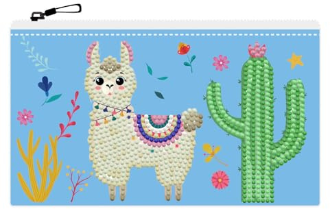 DIAMOND DOTZ DOTZIES 2592608 Original 5D Diamond Painting Etui Set, Lama, Kreativ-Kit für DIY Mäppchen mit Glitzersteinen, Diamanten-Bastelset für Kinder ab 6 Jahren
