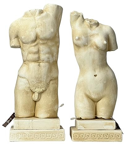 Set Nude Female & Male Body Torso Greek Statue Sculpture Erotic Art Cast Stone