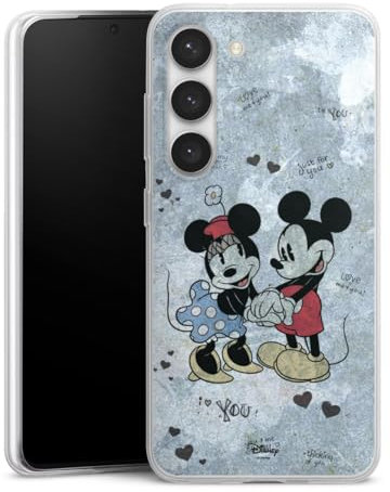 Slim Case extra dünn kompatibel mit Samsung Galaxy S23 Silikon Handyhülle transparent Hülle Disney Mickey & Minnie Mouse Vintage