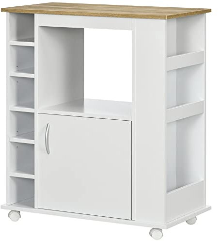 HOMCOM Desserte de Cuisine sur roulettes Chariot de Service Multi-rangements - dim. 75L x 39,5l x 88H cm