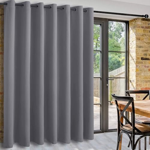 DWCN Grau Gardinen mit ösen,H243xB304cm,Blickdichte Vorhänge Raumteiler Thermovorhang Kälteschutz Gardinen Verdunkelnd Sichtschutzvorhänge schallschutz für Wohnzimmer,Schlafzimmer,Büro,1 Stück