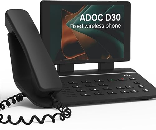 ADOC Teléfono Fijo sin Cables, 4G D30, HD Voice, Volte, VoWiFi, Tablet extraíble 8, Android 10, Google GMS, Batería 4000 mAh, Negro.