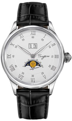 SAAKO Sugess Automatische mechanische Moonphase Herrenuhr Möwen-Uhrwerk ST2528 wasserdichte Big Date Armbanduhren (Farbe 1), Farbe 1