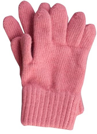 FosterNatur, Kinder Finger Handschuhe/Strickhandschuhe/Wollhandschuhe, 100% Wolle extrafine (3, Rosa)