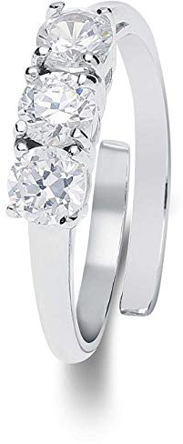GioiaPura Trilogy-Ring für Damen, aus Silber und Zirkonia in der Farbe Rhodium. Die Steine sind 4 Zirkonia à 5 mm in der Farbe Weiß. Der Ring ist verstellbar. Die Referenz lpr 48142, Sterling Silber,