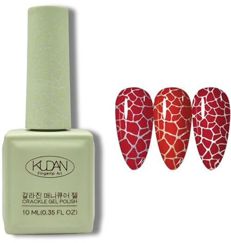 Crackle Gel Nail Polish, Red Cracked Nail Varnish Glitter, Uv LED Painted Nail Art Design, DIY