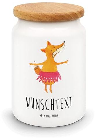 Mr. & Mrs. Panda Personalisierte Vorratsdose Fuchs Ballerina - Geschenke, Selbst Gestalten, Feier, Party, Personalisiert, Vorratsbehälter Mit Gravur, Geburtstag, Wunschdesign, Tanzen, Spruch, Etikett