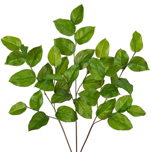 Arborus 3 foglie verdi artificiali, steli lunghi 81,3 cm, foglie finte in seta artificiale, foglie finte, piante verdi artificiali per vasi e composizioni floreali, decorazione per casa, tavolo