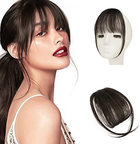 Sofeiyan Pony Clip in 100% Remy Echthaar Fringe Bangs Human Hair Clip in Pony Fringe Extensions Natürliche Bangs with Tempel Haarteile Echthaar Haarverlängerung für Frauen