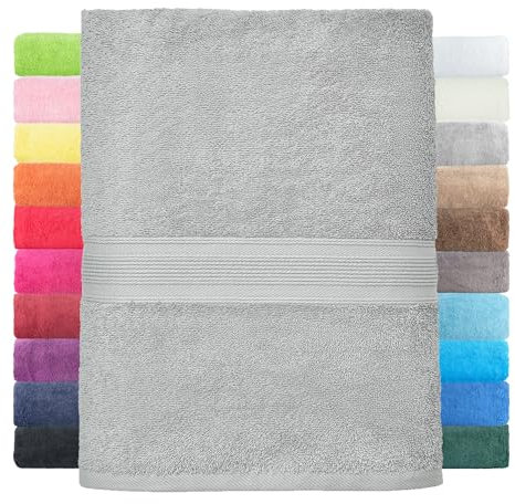 leevitex® Duschtuch 2er Set aus 100% Baumwolle, weich und saugstark | 500 g/m² | 70 x 140 cm | Silber