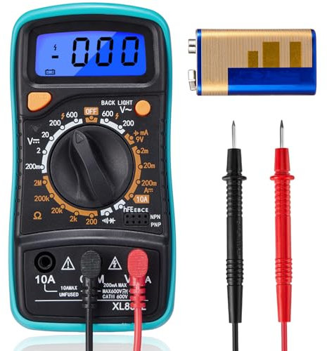 Mini Digital Multimeter Digitalmultimeter für Spannung AC/DC Spannung, Diode und Mehr mit Kapazitäts-, Frequenz- und Diodentest, Voltmeter Messgerät Digital Brovamo Mini i11