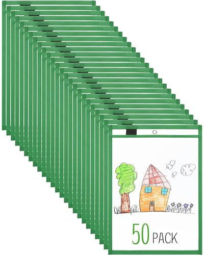 Nezyo Trocken abwischbare Taschen, Briefgröße 24,1 x 30,5 cm, Grün, 50 Stück