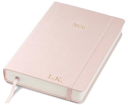 Wykeham's Executive 2026 Daily Journal Planner – UK Public Holidays & Format – Personalisation Available (Personalised Rose, A5)