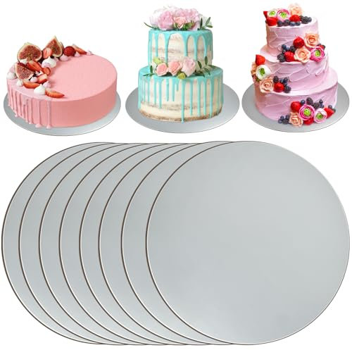 NAROSEBE 8 Stück Cake Board Tortenplatte Tortenunterlagen Pappe 30 cm Wiederverwendbar Cakeboard Rund Kuchenplatte aus Pappe Torten Cake Board für Transport Kuchen und Torten