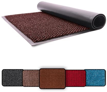 LOIBUYZ Washable Door Mats Indoor & Outdoor - Non-Slippery Heavy Duty - Barrier Mat Stylish & Large Rubber - Perfect Dust Grabbing Doormats Front Door Hall Kitchen, (Rust, 40cm x 60cm)