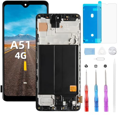 Beefix Écran pour Samsung Galaxy A51 A515F: écran LCD pour Galaxy A51 4G 6.5 Écran Tactile Pièces de Rechange avec Outils Noir+Cadre
