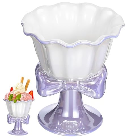 PRETYZOOM Dessertschale Blumen-Eisbecher Eisbogen Moussegericht Dessertgläser Obst pudding schalen dessert schälchen Tasse Dessertbecher Futternäpfe auf Fuß Eisbecher mit Fuß Keramik Violett