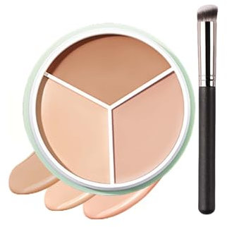 Full Coverage Cream Concealer Palette, 3 Colour Concealer Makeup Palette to cover Dark Circles, Red Marks, Scars, Contour Stick, Create a flawless look