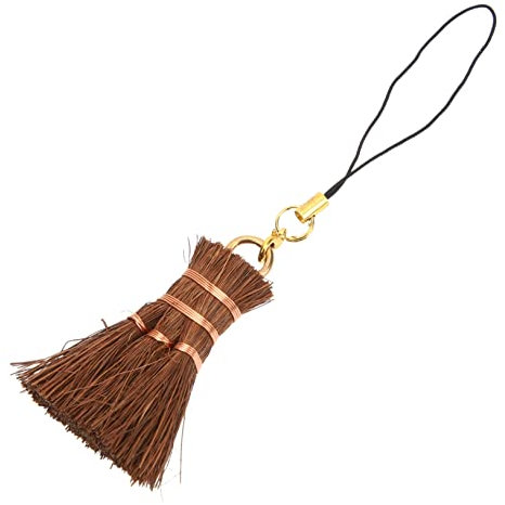 Ipetboom Small Broom Pendant Straw Broom Tea Ceremony Supplies Natural Whisk Broom Whisk Broom for Tea Ceremony Desk Cleaning Brush Sweeping Hand Broom Desktop Broom Mini Broom Brown Silk