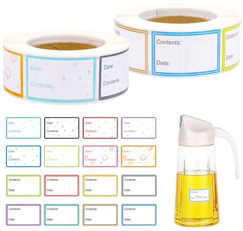 1000 Stück Lebensmitteldatum-Etiketten, 2 Rollen Selbstklebend Gefrieretiketten Gefriergut zum Beschriften Abnehmbare Gefrierschrank Etiketten für Gefrierbehälter Gläser Küche Märkten (25 X 40mm)