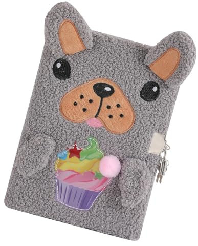 Verschlossenes Tagebuch – Tragbares Plüsch-Welpen-Tagebuch, süßes Tagebuch mit Schloss und Schlüssel für Mädchen | Plüschtier-Hundetagebuch mit Schloss für Frauen, weiches Plüschtagebuch für Kinder un