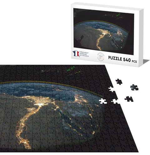 Klassische Puzzle 540 Teile ISS Wunderschönes Bild der Erde in der Nacht Ägypten Raumstation