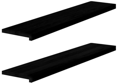 Homgoday Fensterbrett, 2 Stück, Massivholz, Eiche dunkelbraun, Abdeckung für Fensterbank, staubdicht, wasserdicht und leicht zu reinigen, 120 x 30 x 2 cm, Dunkelbraun