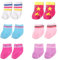 6 Paar Bunt Puppenkleidung 30-50cm Puppensocken, Süße Socken für 12-20 Inch Puppen und 28-35 cm Kuscheltiere, Puppenzubehör 6 Farben Sternmuster Gestreifter Elastischer Saum