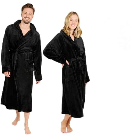 Blumtal Bademantel Damen & Herren - Kuscheliger Fleece Morgenmantel mit Kapuze & Taschen, OEKO-TEX® Zertifiziert