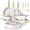 GiPP 22 Piece Ceramic Pots and Pans Set Non Stick - Nonstick Cookware Set, Non-Toxic Healthy Kitchen Cooking Set w/Frying Pans Set,PFAS PTFE PFOA PFOS Free (White, 22 Pcs)
