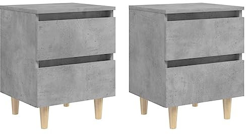 WSJHUHK Home-Tables de chevet, armoires de lit et pieds en pin massif 2 pièces Gris béton 40 x 35 x 50 cm