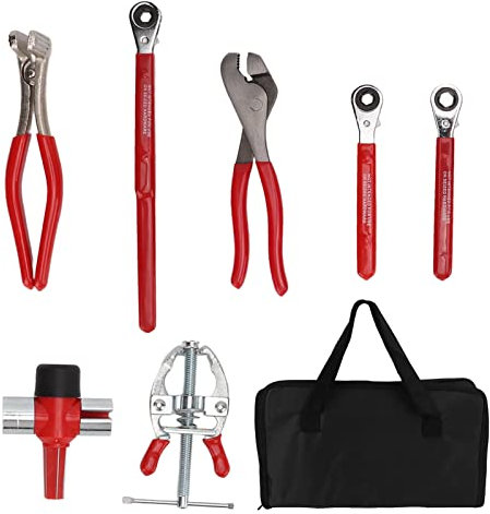 Hapivida 7pcs Batterie Service Kit, Stahl Terminal Zangen Schraubenschlüssel Pinsel Spreader Abzieher für Wartung Auto Reparatur Werkzeug