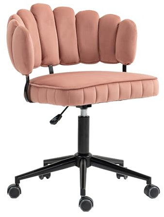 LIFEISLE Homeoffice Stuhl, Schreibtischstuhl 360° drehbar Bürostuhl, Samt Stuhl mit Blütenblatt-Rückenlehne, Höhenverstellbar Drehstuhl, Rote Bohnenpaste