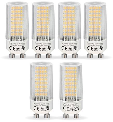 NICEOO GU10 LED Lampe Mais 3.5W Neutralweiß 4000K 385lm, 6er Pack | 50W Halogen Leuchtmittel Ersatz, Nicht Dimmbar Glühbirne T22 Klar Zylinder Form, Abstrahlwinkel 360° Flimmerfrei Strahler