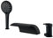 XJTNLB Robinet Baignoire Cascade Noir Mitigeur Bain Douche 3 Trous avec Douchette à Main 3 Modes