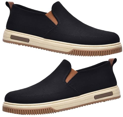 AEHO Chaussure Homme Pied Large Et Sensible Mocassins orthopédiques à Enfiler pour Homme Chaussures de Orthopédique Marche Mode et Sport Travail Tennis Confortable Chic,Noir,44 EU