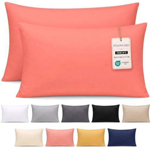 Pamposh 400 Thread Count 100% Egyptian Cotton Pillow Cases 2 Pack Breathable Ultrasoft Pillow Covers