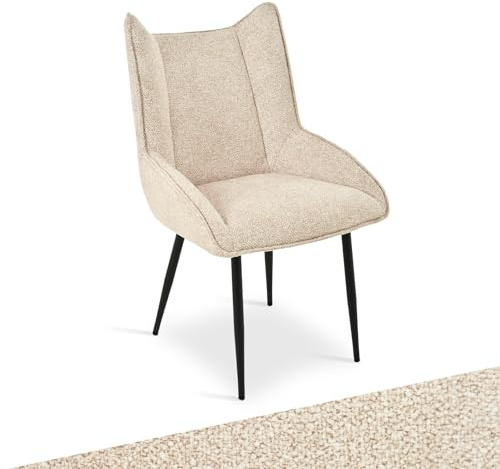 Bon Furni Esszimmerstühle 1er Set, moderner Küchenstuhl Creme ohne Armlehnen, Stühle Esszimmer aus Samt, verstellbare Füße, für Esszimmer, Wohnzimmer, Küche & Schlafzimmer
