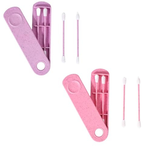 COYUN 4 Piezas Bastoncillos Oidos Cotton Swab Reutilizable Espiral de Doble Extremo Bastoncillos Reutilizables con 2 Soportes Viaje Verde y Azul para la Limpieza del Oído Maquillaje, ect